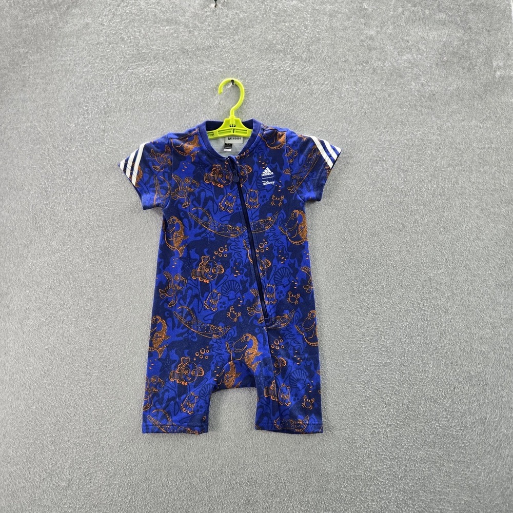 Adidas x Disney Toddler Swimwear 4T Blue Finding Nemo Bodysuit Logo Zipper